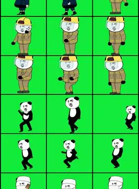 剪映pr直接使用沙雕人物动画角色绿幕素材绿色背景熊猫人抖音快手