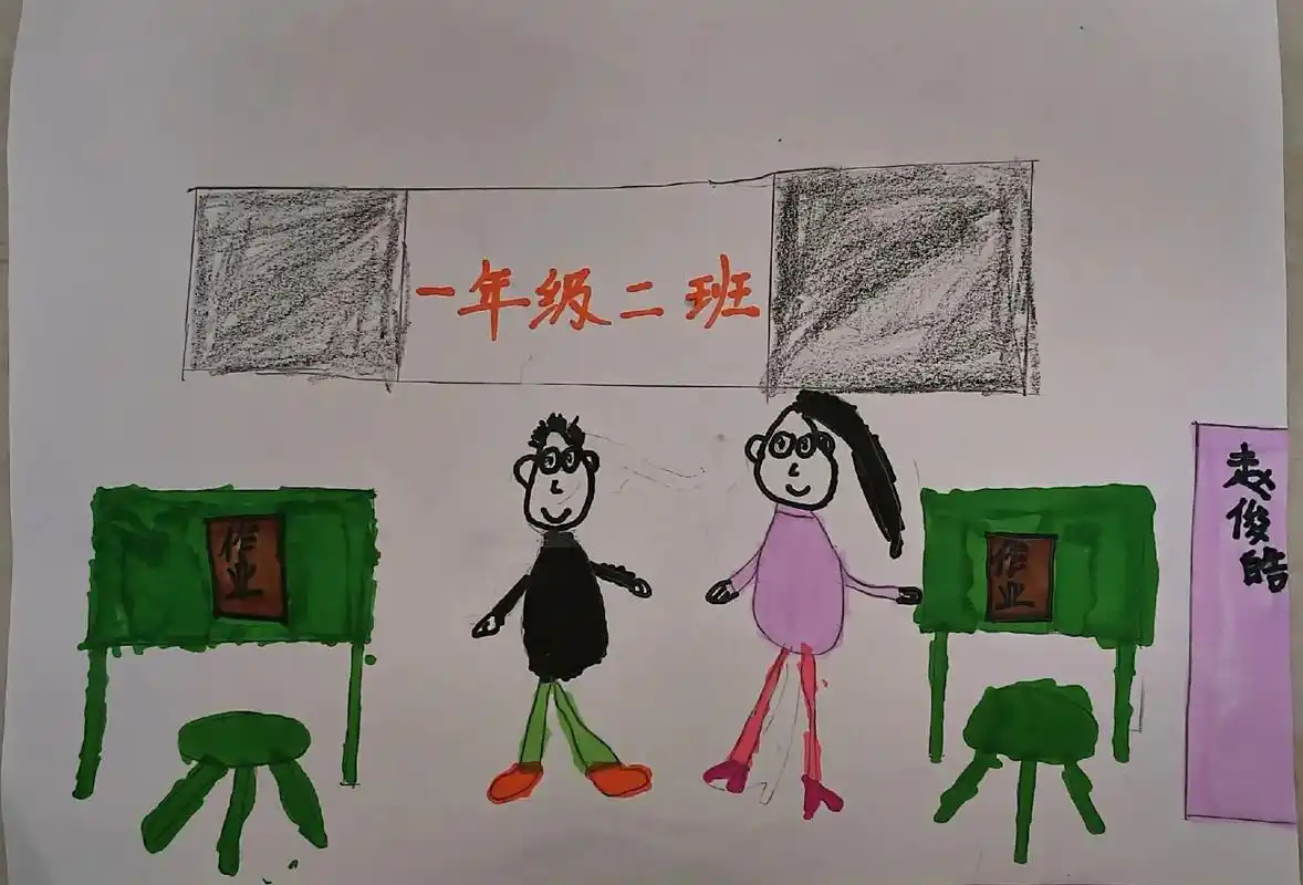 一年级二班抽象派的画家! 老师的作业:画一画我的班级,可以是 - 抖音