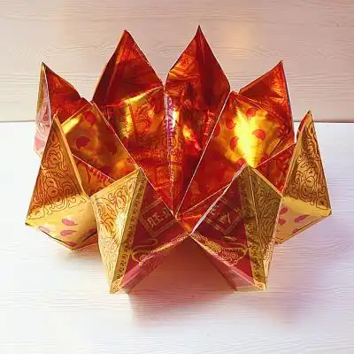 8个花瓣旺旺金莲花聚宝盆烧纸金纸纸叠旺旺金纸拜佛礼佛烧纸用.