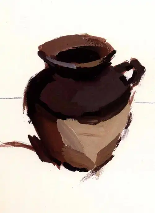 带把陶罐色彩画法步骤图