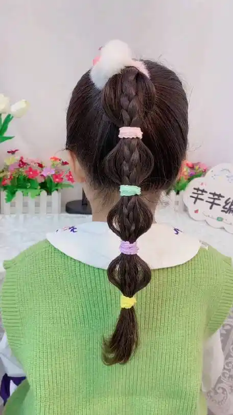 上学喜欢扎马尾辫,就给女儿这样扎,简单易学又好看