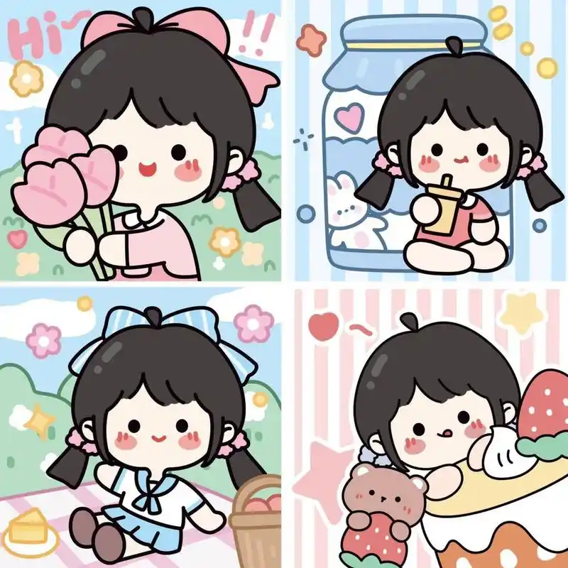 原创插画|敲可爱卡通女孩一伊酱头像分享 可可爱爱的小头像分享给姐妹
