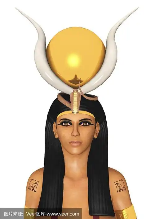 埃及女神哈索尔孤立在白色背景上
