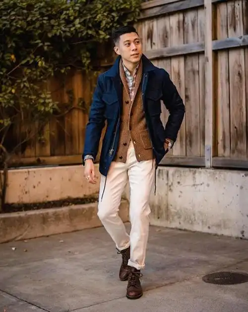 男人穿白裤子也很显气质,冬季按这几个思路去搭,造型效果更出众