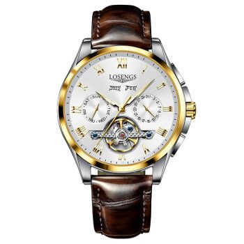 流浪琴抚losengs/潮流浪琴抚手表男士机械表万年历陀飞轮月相六指针男
