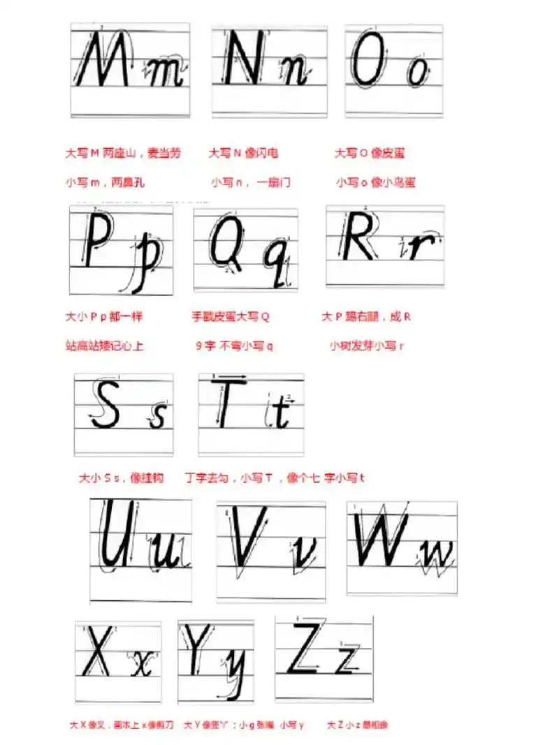 26个字母大小写及助记小口诀 今天是小颖英语学习的第4天 明天还有
