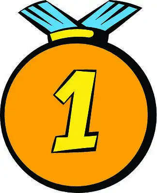第一名奖金 i>牌 /i>图标在卡通风格的孤立矢量图中的图标.