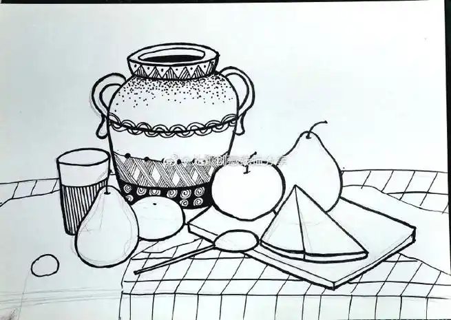 创意线描静物#儿童画素材##儿童画##线描##儿童线描画##儿童画线描课