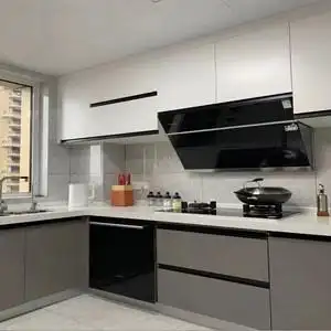 pet肤感厨房橱柜门轻奢衣柜门订做欧松板平开高光面板酒柜玻璃门