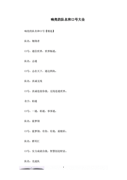 响亮的队名和口号大全.doc