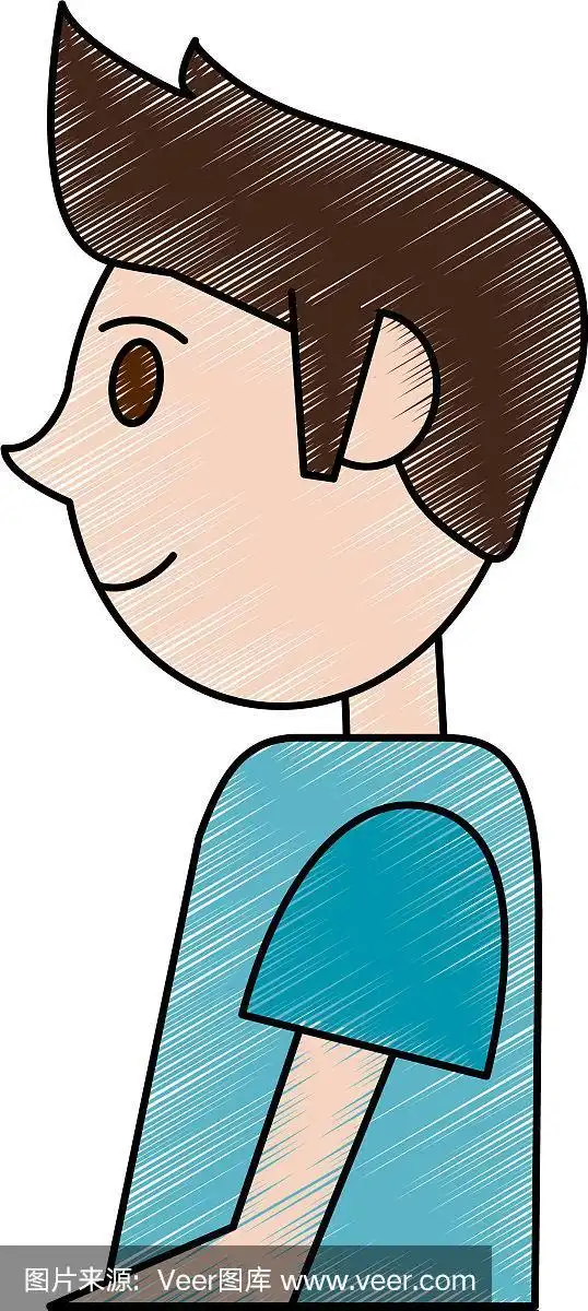 彩色铅笔卡通侧视图半身像男人与