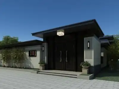 新中式住宅大门 门 3dmax2012 现代建筑