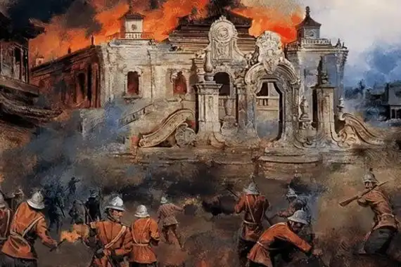 八国联军火烧圆明园历史事件大火连烧3天3夜世界名园化为废墟