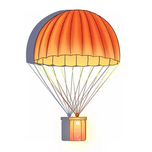 橙色降落伞吊着礼物插画998760png图片素材