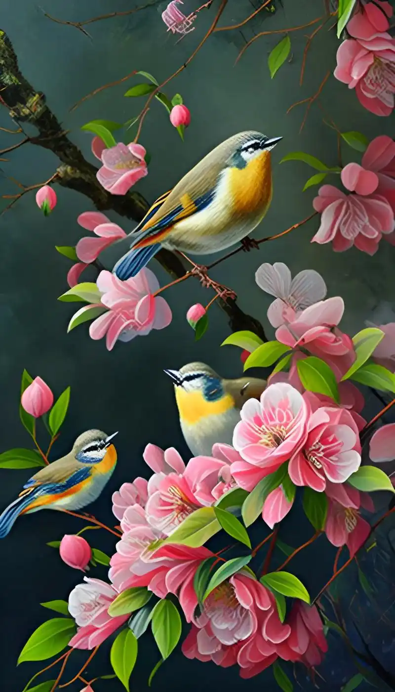 日出江花红胜火,春来江水绿如蓝.横批:鸟语花香#鸟类 #可爱 - 抖音