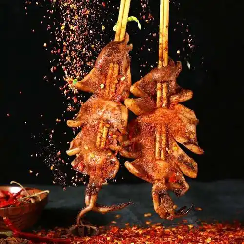 铁板鱿鱼串整只新鲜大鱿鱼家庭烧烤冷冻八爪鱿鱼油炸鱿鱼片60g串20串