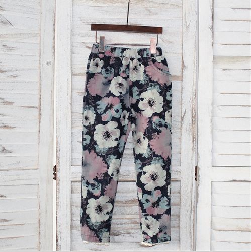 春秋款宝儿童装牛仔印花裤子女童印花长裤中童小脚裤21183