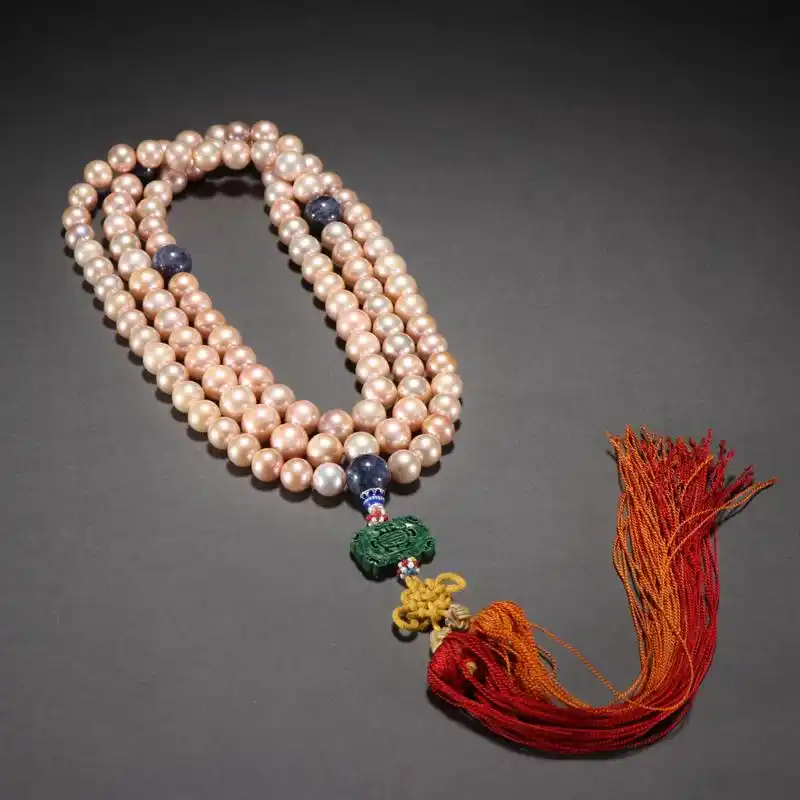 清代 珍珠108佛珠. 规格:珠径1㎝重236g