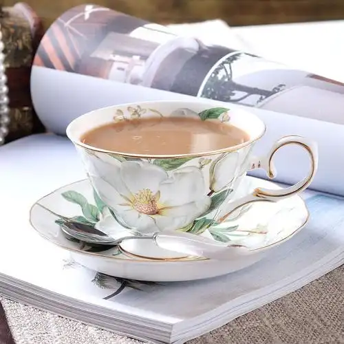 陶瓷咖啡杯欧式套装可爱子女北欧简约漂亮个性男带勺大杯子花茶杯07