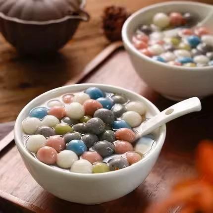 气五彩小汤圆黑芝麻花生蛋黄速冻酒酿元宵144g宁波老字号缸鸭狗元