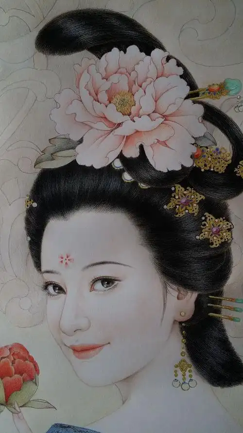 古风彩铅仕女图——贵妃回眸