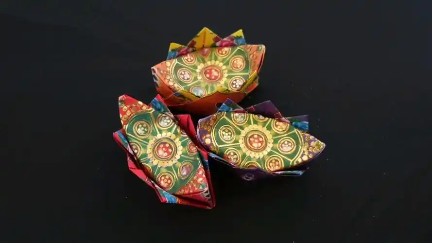 莲花元宝折纸教程,礼佛祭祀元宝,喜欢的朋友可以学起来