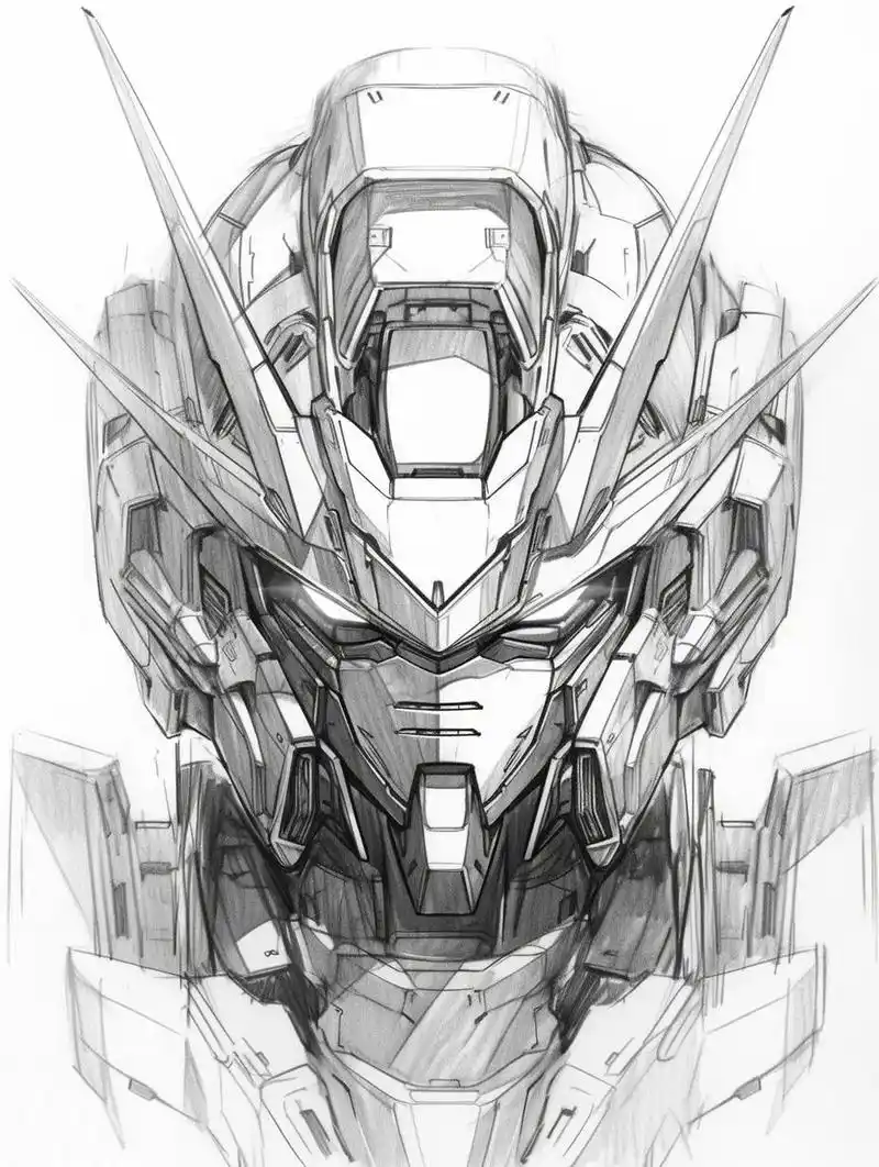 线稿高达vs上色版高达 我用ai软件画了一个线稿高达,词源于 又让ai帮