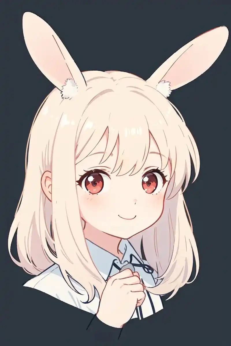 粉色小兔子92少女头像一组.#ai绘画 #动漫少女 #q版人 - 抖音