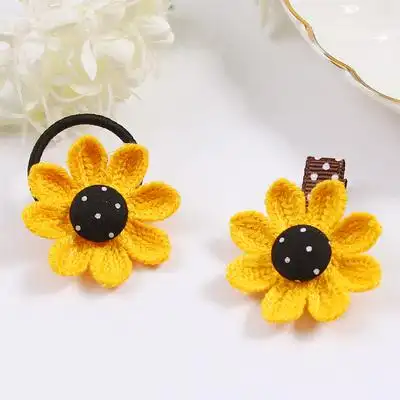 儿童花朵向日葵可爱编织发绳发夹女童公主宝宝扎头发橡皮筋头饰品