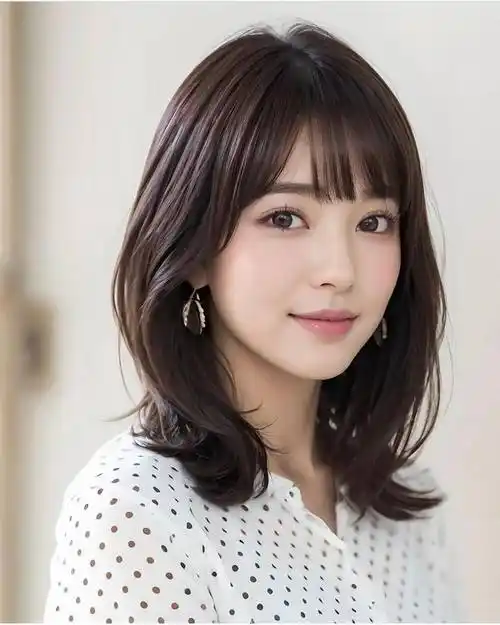 这种发型能够显得人更加年轻可爱,同时也有一定的修饰脸型的效果.