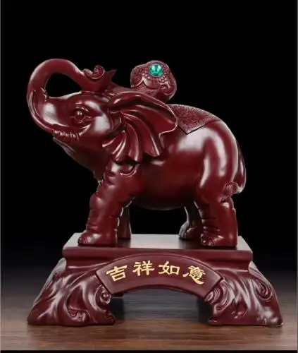 小号吉祥如意【红檀色】 品牌: 轩曦 商品名称:招财大象摆件一对家居