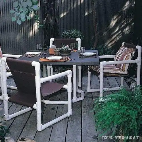 装修剩的pvc水管,他舍不得扔,折腾2天自制桌椅,成本不足100元