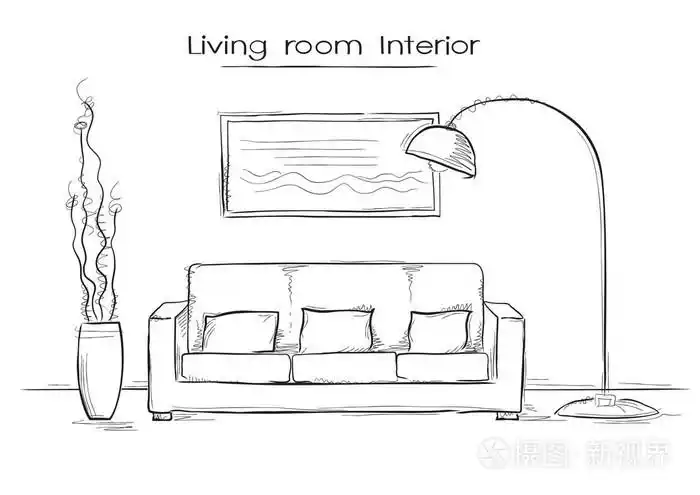 粗略的客厅室内的插图.矢量手绘插画-正版商用图片1nsr6a-摄图新视界