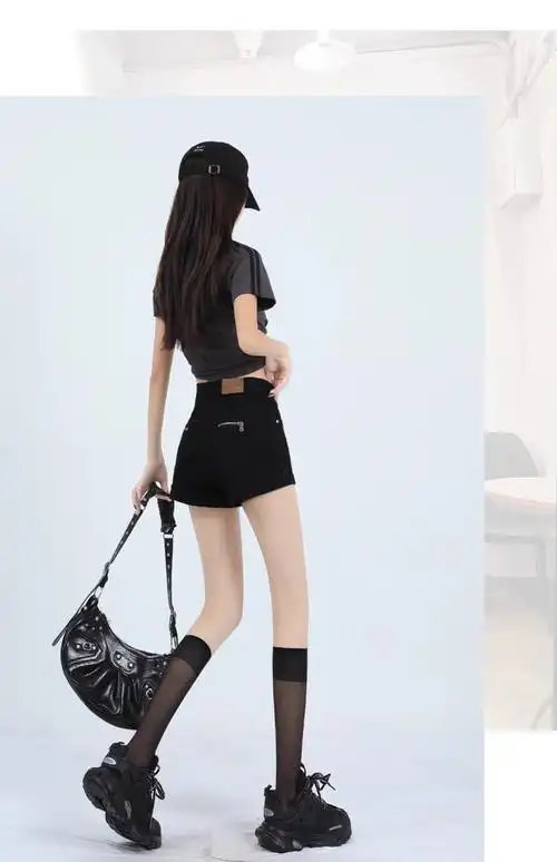 美式热辣牛仔短裤女款夏季薄款高腰弹力显瘦小个子辣妹超短热裤子