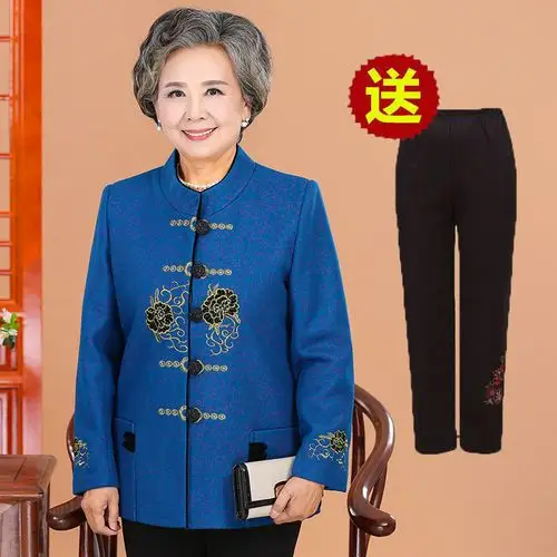 902新款奶奶装春秋装套装60-70岁中老年人女装春装妈妈秋装外套老人