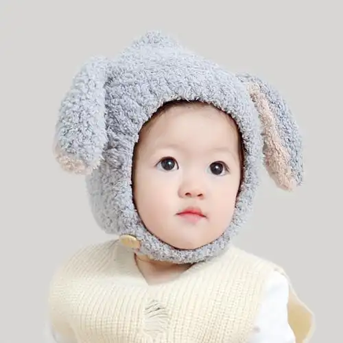 女婴儿男婴幼护耳毛线帽秋冬季加绒0-1一2岁可爱儿童帽子宝宝冬天