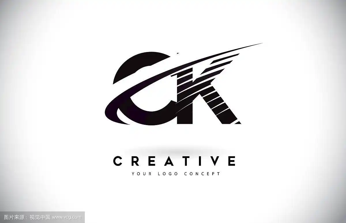 ck - c - k字母标志设计与黑色和钩