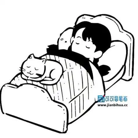 小女孩睡觉卧室简笔画