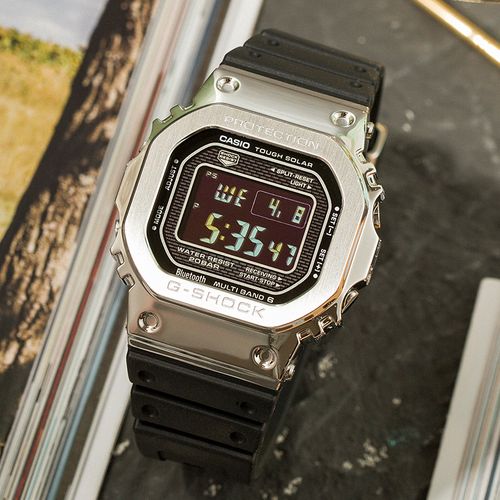 王一博同款卡西欧小金块手表男g shock金属小银方块gmw-b5000-1d