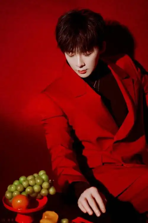 明星龙年春晚出发图#  刘宇宁身着一身红,周围满满的福气包围.