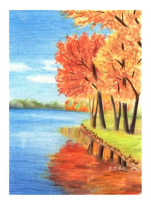 12幅唯美彩铅风景有星空有花海有极光