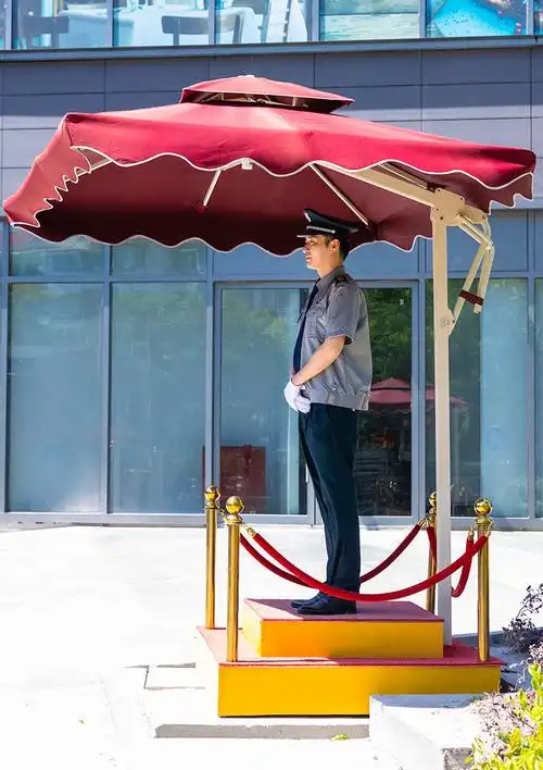 执勤岗台站岗台保安单双层圆方形小区岗亭物业站台遮阳伞加厚执勤台