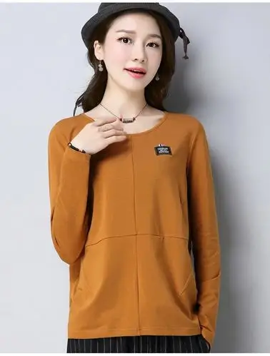 女2019春季新款纯棉百搭上衣韩版百搭休闲体恤衫大码女装女卫衣外套