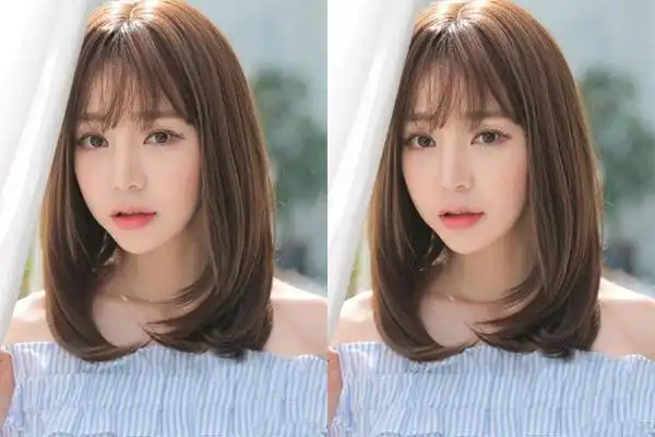 齐肩长度的梨花头发型具有非常好的瘦脸效果,自然的直发发尾简单c字