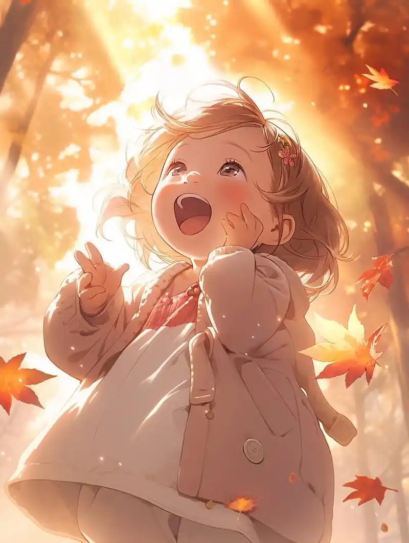 生女儿系列2--秋天可爱女孩头像壁纸 治愈 的笑容加上金色的阳光,心情