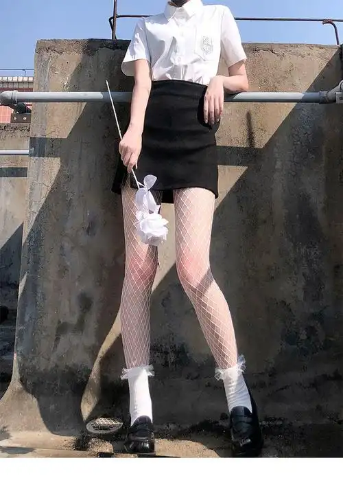 白色渔网袜白丝袜辣妹jk女黑色网袜日系鱼网袜薄款蕾丝夏季