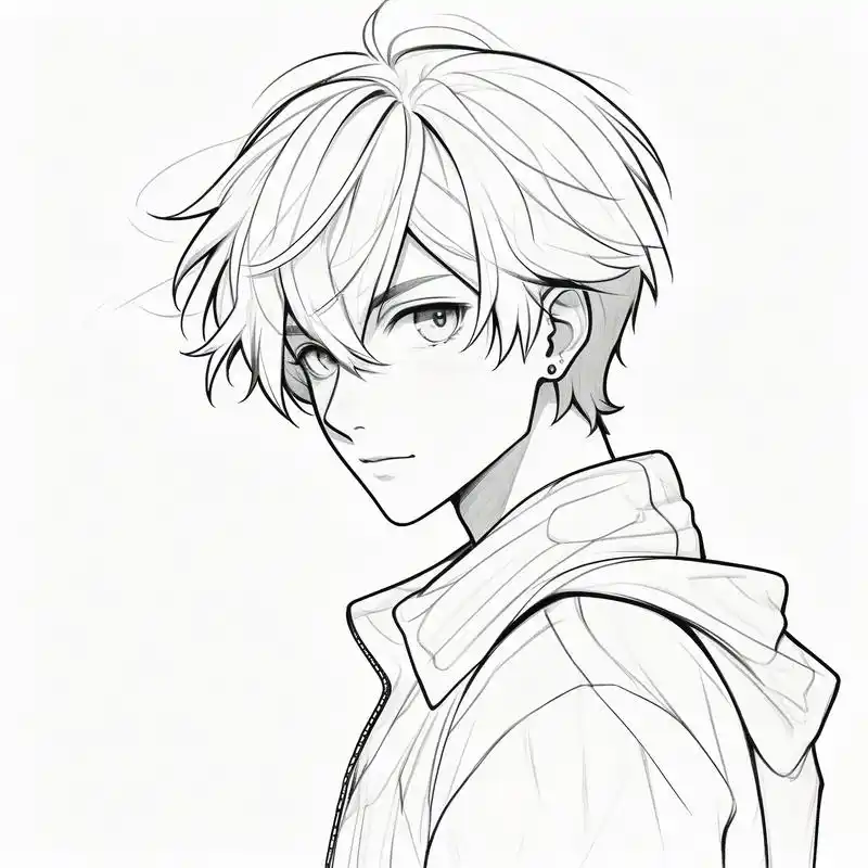 黑白素描风96 今天给大家带来一组男生侧脸头像,黑白素描风格,简洁