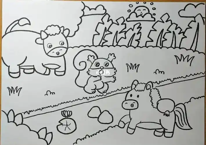 故事主题画《小马过河》