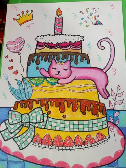 小朋友们还为祖国母亲准备了小律动 美术课上宝贝们画了生日蛋糕来