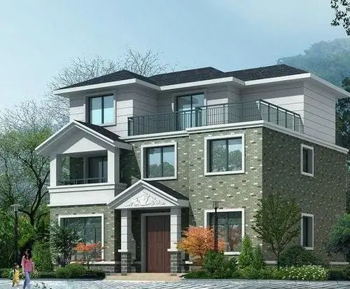 现代简约农村三层楼房设计效果图片大全